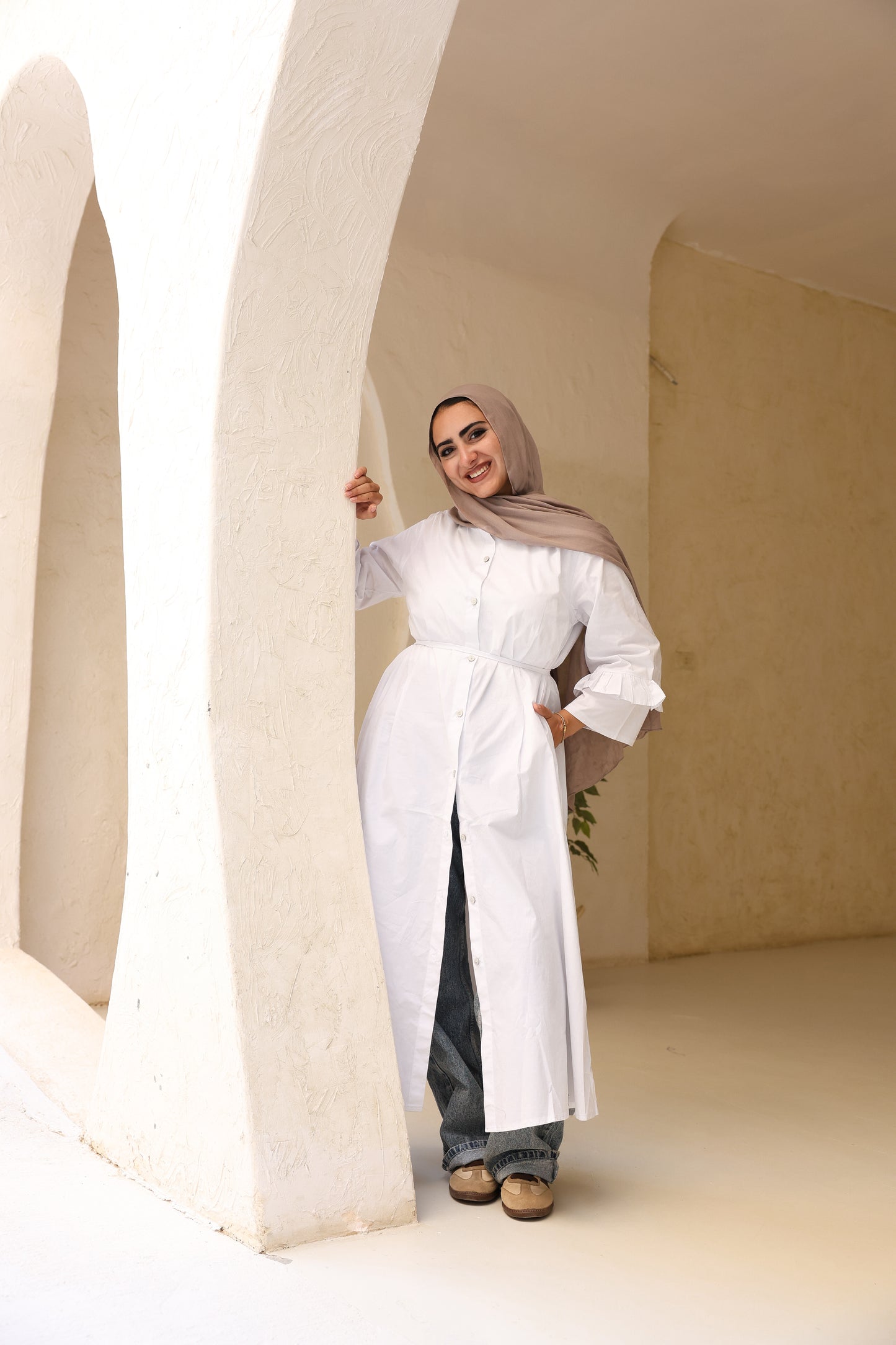 Poplin Ruffled Dress