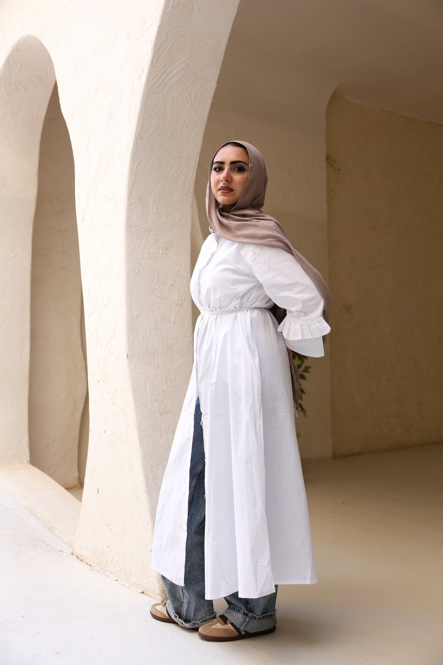 Poplin Ruffled Dress