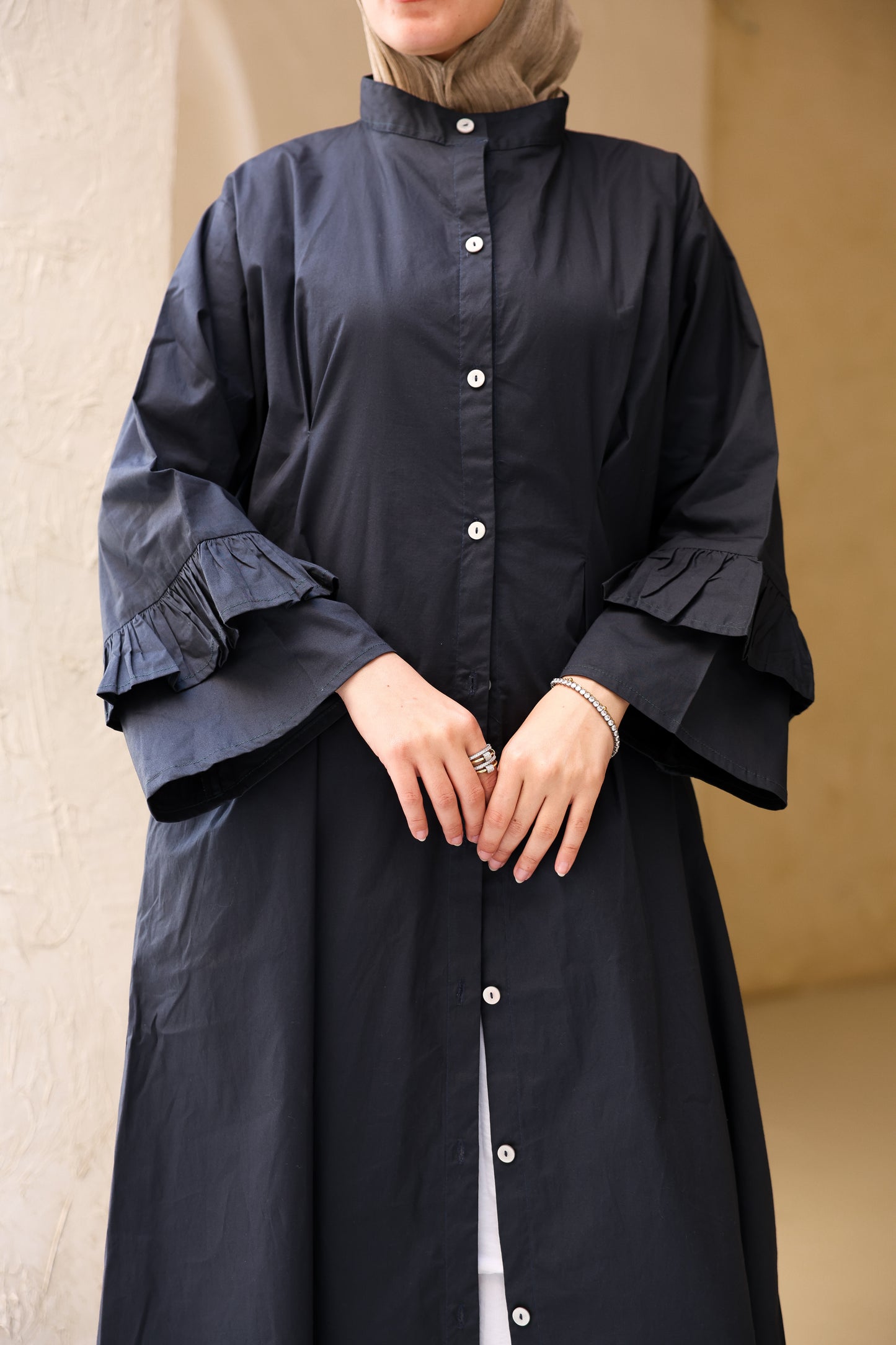 Poplin Ruffled Dress