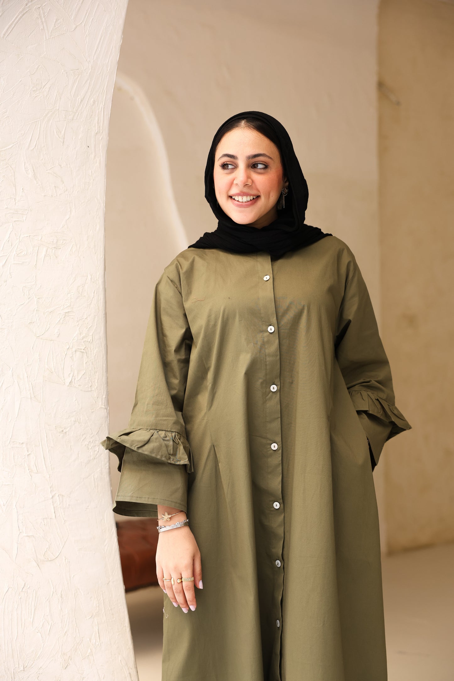 Poplin Ruffled Dress