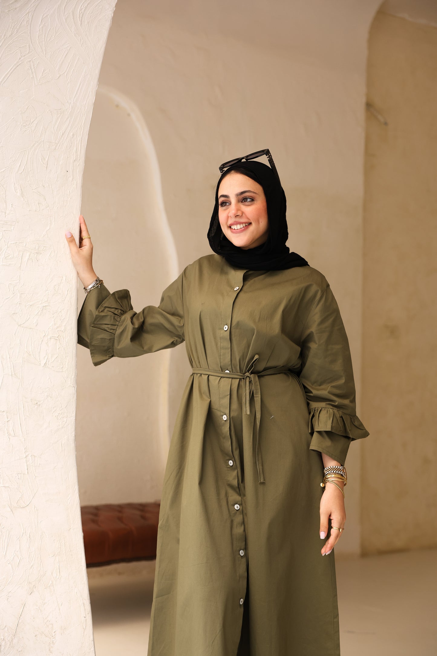 Poplin Ruffled Dress