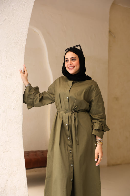 Poplin Ruffled Dress
