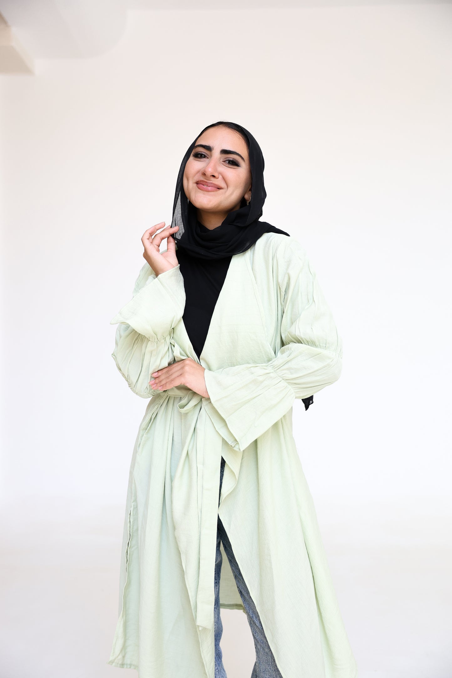 Elastic Sleeves Cardigan