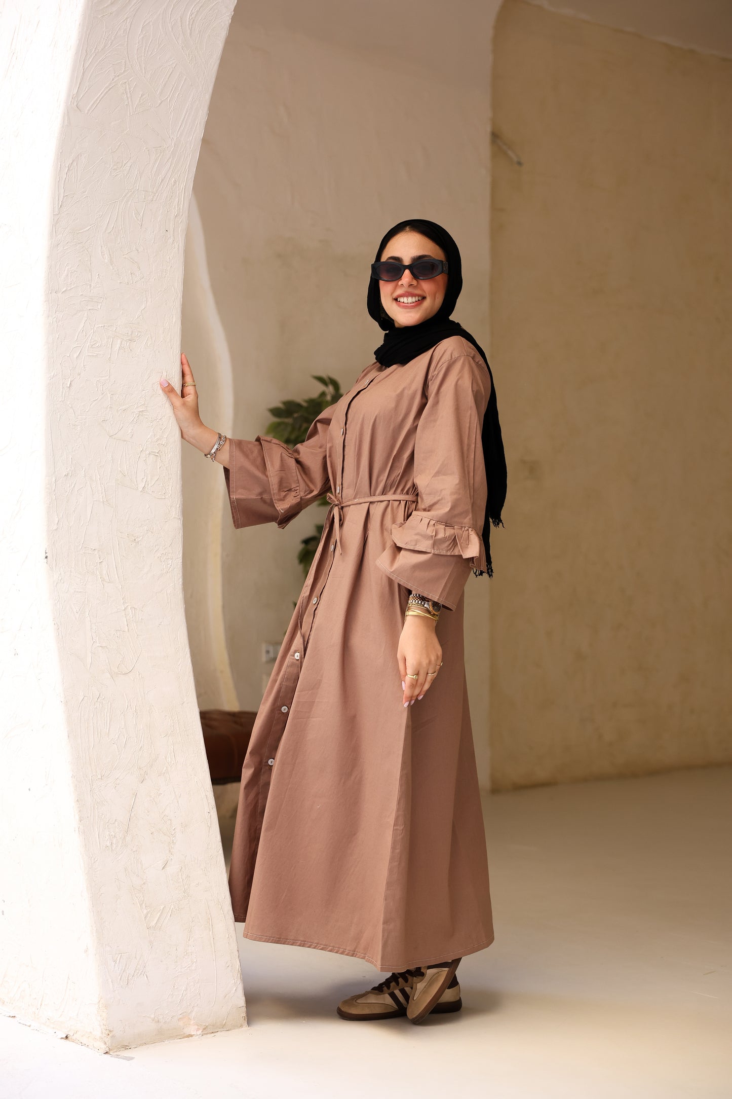 Poplin Ruffled Dress