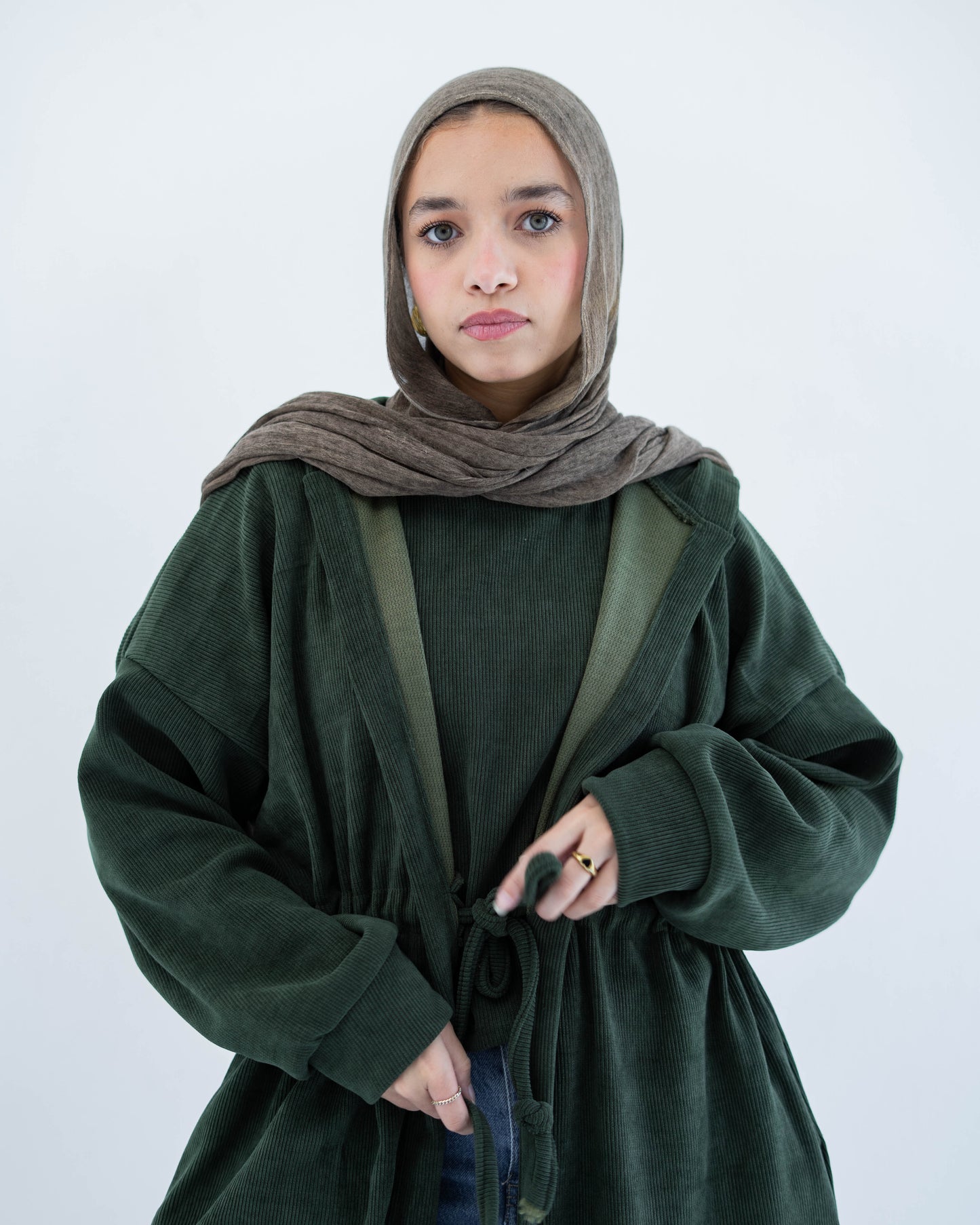 CARDIGAN WITH TOP - OLIVE GREEN