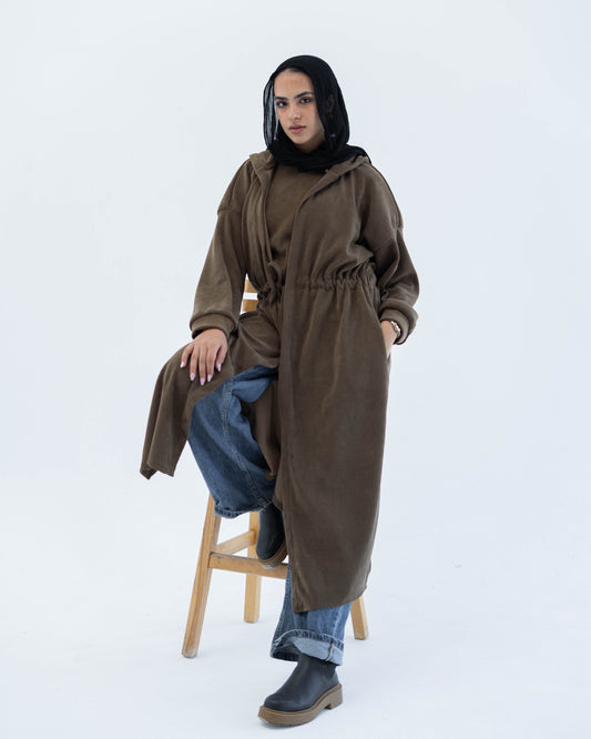 CARDIGAN WITH TOP - BROWN