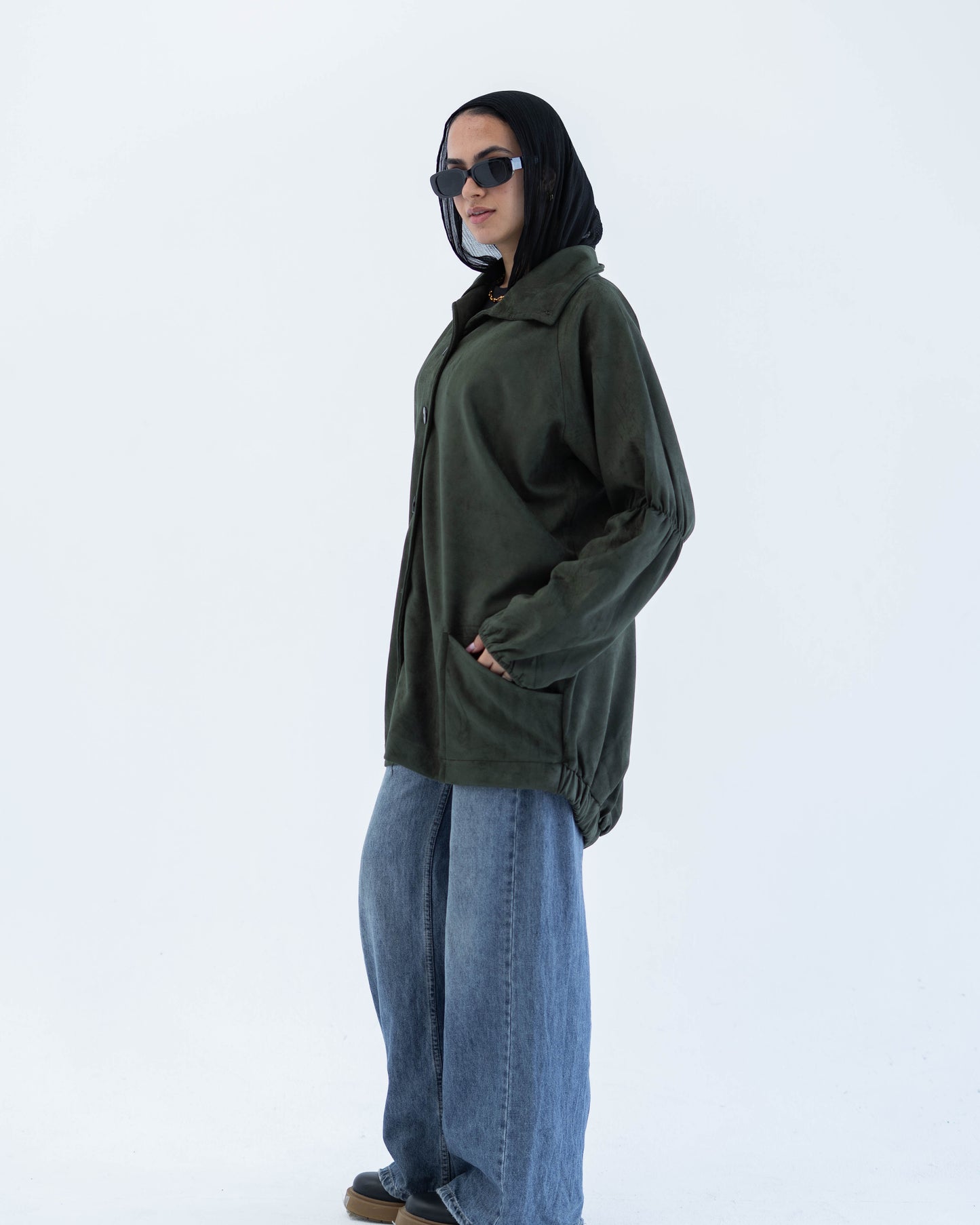 SUEDE JACKET - OLIVE