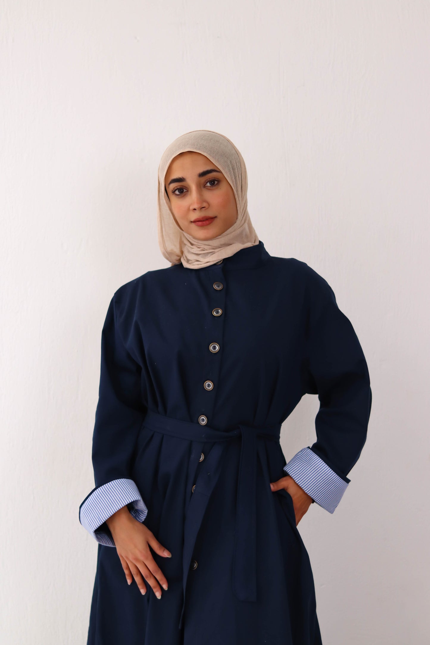 Gabardine Buttons Dress